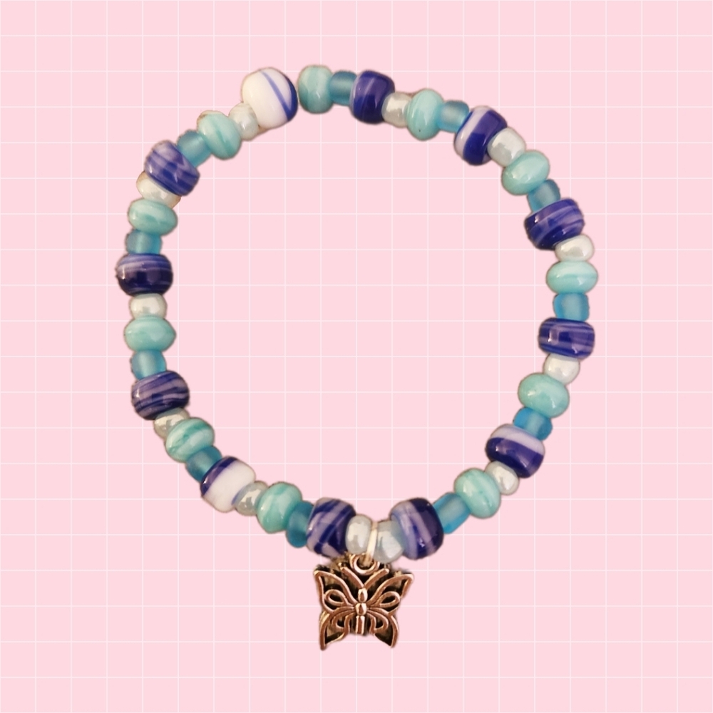 Beaded Butterfly Charm Bracelet
